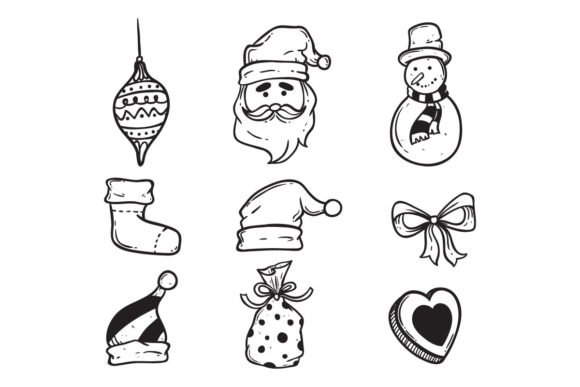 Download Set of Cute Hand Draw Christmas Icons - Hand draw christmas Collection