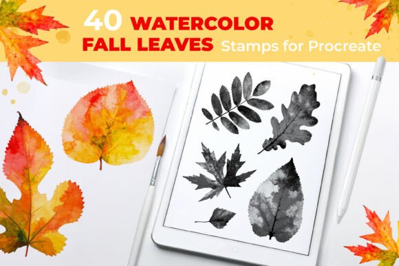 Download Watercolor Fall Leaves Procreate Stamps - Leaves procreate Collection