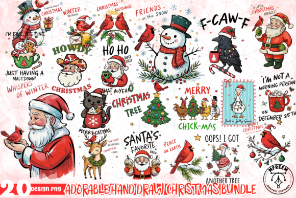 Download Adorable Hand Draw Christmas Bundle PNG - Premium Resources