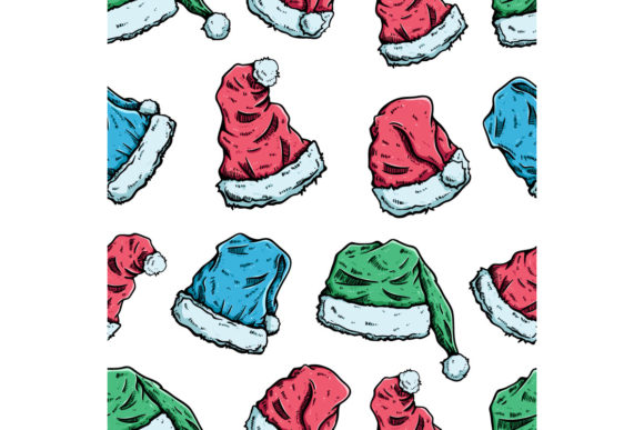 Download Hand Draw Christmas Hat Seamless Pattern - Hand draw christmas Collection