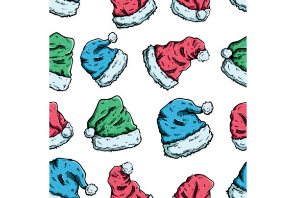 Download Hand Draw Christmas Hat Seamless Pattern - Hand draw christmas Collection