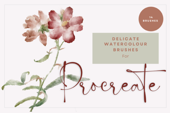 Download 14 Delicate Watercolor Brushes Procreate - Watercolor brushes Collection